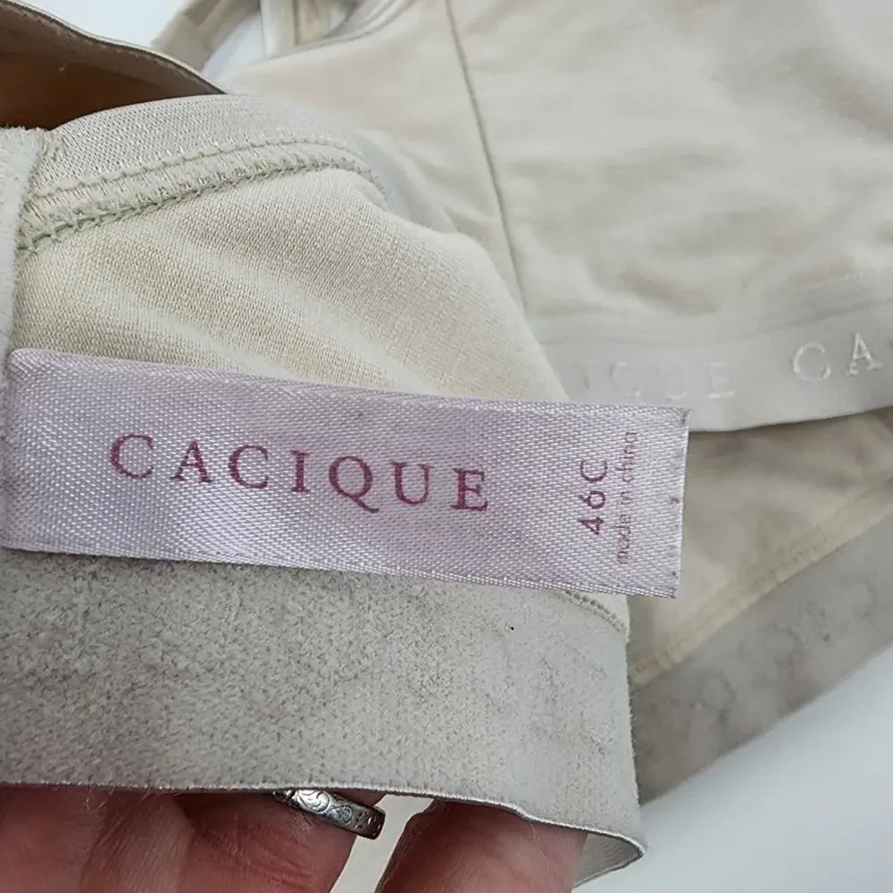 Cacique Unlined Wire Free Full Coverage Wide Band Bra Size 46C